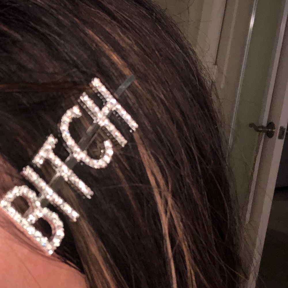 🔥3/$25 Bitch rhinestone Bobby pin